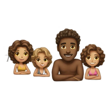 brown guy on a yacht with four girls sticker