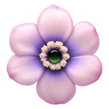 Anemone "A pastel pink anemone flower with a glowing dark center, softly shimmering petals, and delicate sparkles floating around." sticker