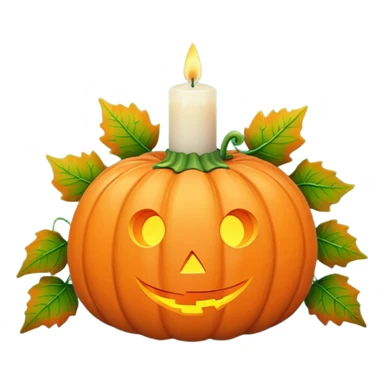 Small tiny pumpkins, vines, leaves, one big candle, autumn vibes aesthetics  sticker