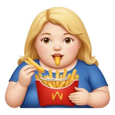 Fat Girl munching fries sticker