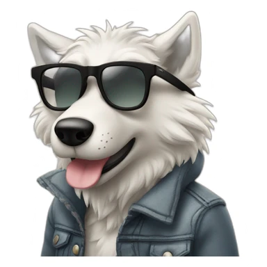 Loup sourire lunettes Rayban sticker