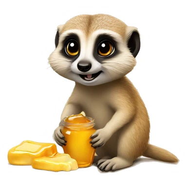 Cute meerkat eating honey sticker