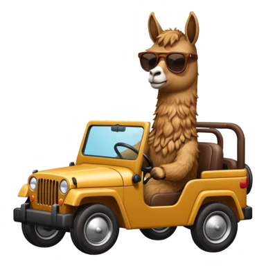Llama driving a jeep sticker