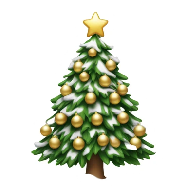 christmas tree with snow and white and gold decorations  sticker