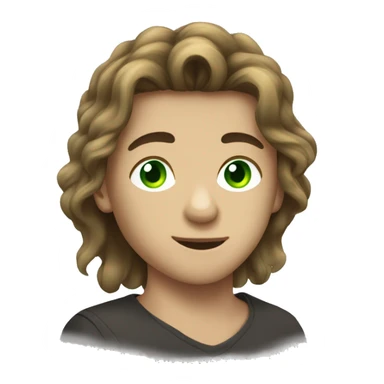 Teen age boy with long hair and gree eyes sticker