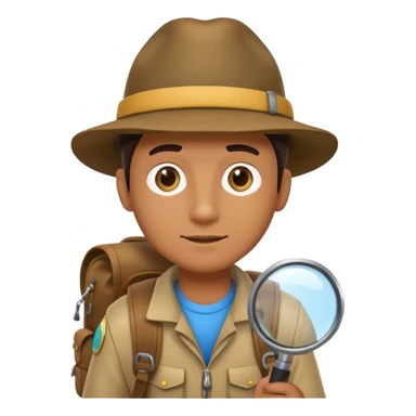 Explorer Man with backpack and magnifying glass sticker