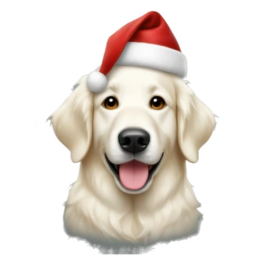 White Golden retriever face with christmas hat sticker