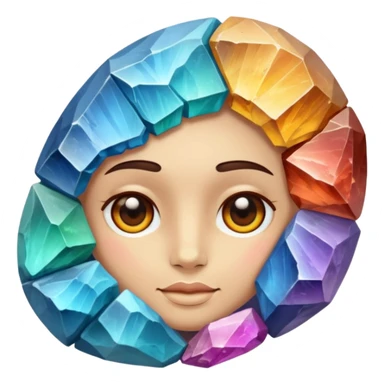 colorful minerals with face sticker