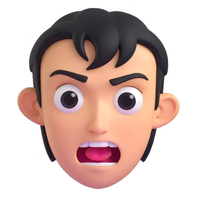 ugly rage emoji with lopsided face and uneven eyes sticker