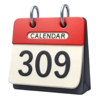 minimalistic Apple-style emoji icon of a calendar in 3D perspective, single date number centered, no text or month name, soft shadows, realistic glossy material, subtle depth, high-resolution, modern flat 3D design sticker