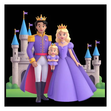 prince and princess Disney dress close up photo in castle background sticker