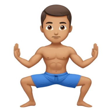 guy blue short warrior-II yoga pose sticker