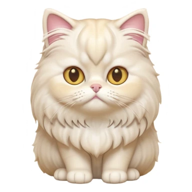 A 3D cartoon Persian cat with soft cream-white long fur, round face, golden eyes, gentle expression, cinematic Memoji-style lighting. full body sticker