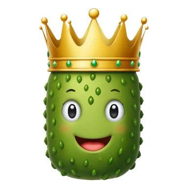Pickle with a crown sticker