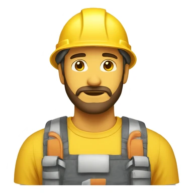 A braver man, with beard, white skin, with a construction hat yellow sticker