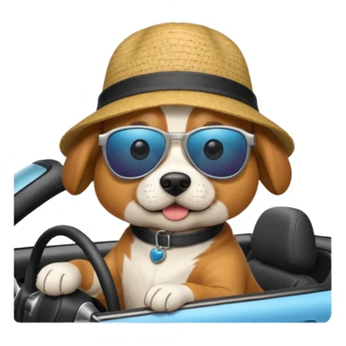 Dog riding a car sticker