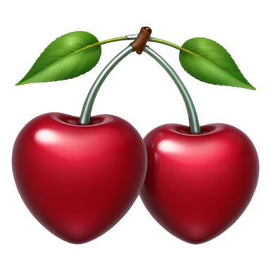 A pair of cherries emoji made of liquid silver chrome, smooth rounded shapes, glossy metallic surface, subtle sensual vibe, luxury sexy aesthetic, iOS emoji style, centered, clean white background sticker