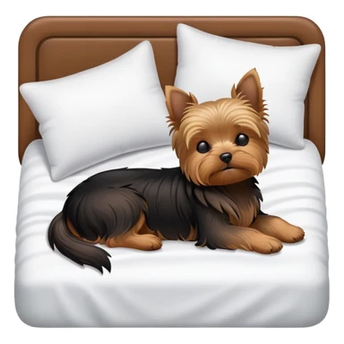 Yorkshire terrier, eyes closed, sleeping on the bed sticker