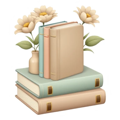 Beige books and flowers AESTHETIC sticker
