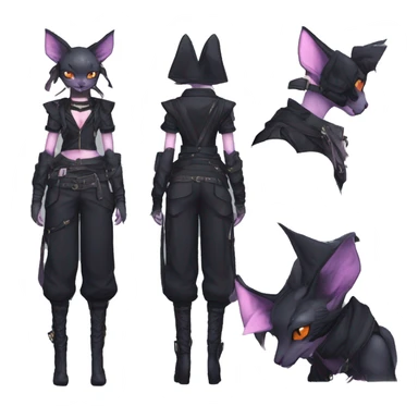 cool kawaii anime edgy distinguished pretty elegant beautiful fantasy black ethereal nargacuga-Noivern-sphynx-Quiana-Fakemon collar techwear harness belt pouche sticker