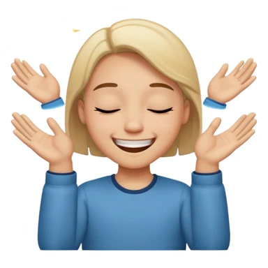 מישהו עם חיוך גדול עיניים סגורות וידיים באמצע ישרות  sticker