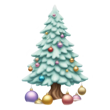 Pastel Christmas tree with ornaments and snow  sticker