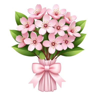 Pastel pink cherry blossom bouquet wrapped with a cute white bow  sticker