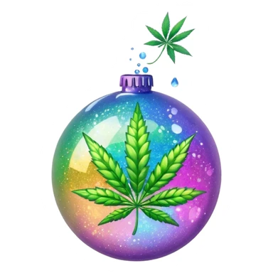 multicolor glitter bomb with weed sticker