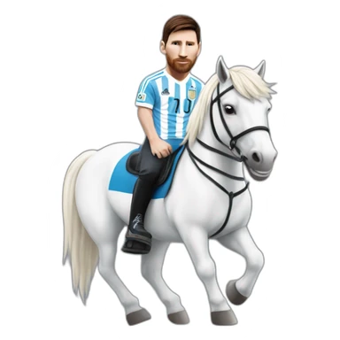 lionel messi with the argentine soccer team shirt riding a white horse sticker