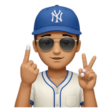 Cool hip guy with NY baseball cap and sunglasses showing his middle finger sticker