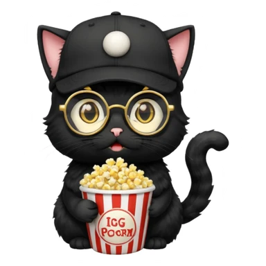 balck cat with with rapper popcorn with opticals sticker