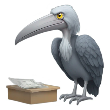 A shoebill paying taxes sticker
