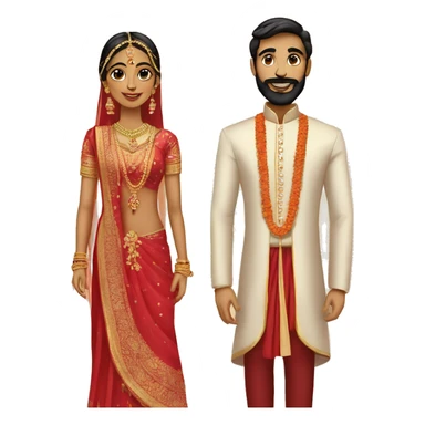 fair indian bride and tall groom with beard sticker