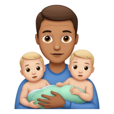 man with three babies sticker