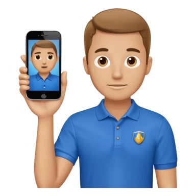 a whiteman wearing a blue polo shirt making a slideshow presentation sticker