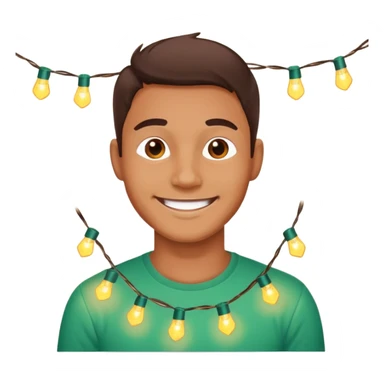 Man posing with lights sticker