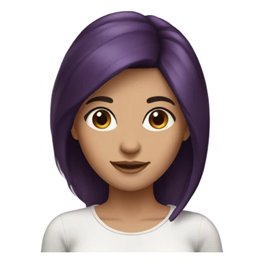 Beautiful woman with dark brown hair. Purple on ends of hair sticker