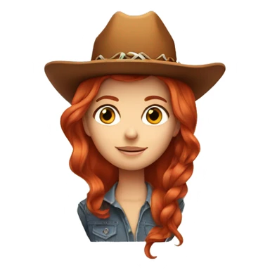 redhead girl  with cowboy hat on  sticker