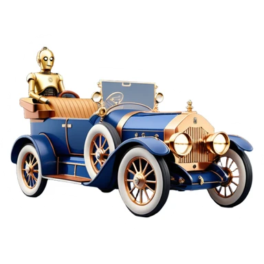  Uncle Scrooge McDuck tarnished dark blue led lights C-3PO ghost buster’s 1927 delicately inlaid rose gold wood barrel accents Model-T x Rolls Royce efficiently powered by futuristic electric motors and dynamos with wide racing wheels that are strong agile advanced suspension and steering sticker