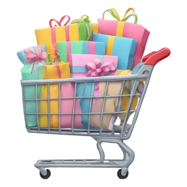 shopping cart full of pastel gift bags sticker