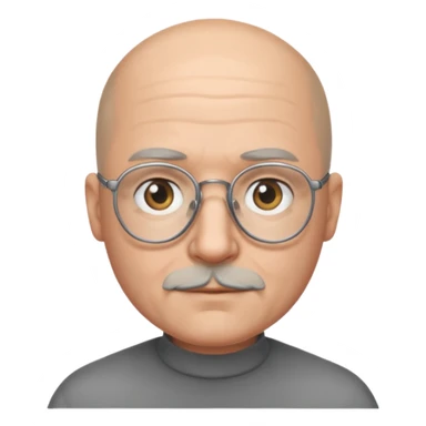 Bald man with glasses and grey chin hair sticker