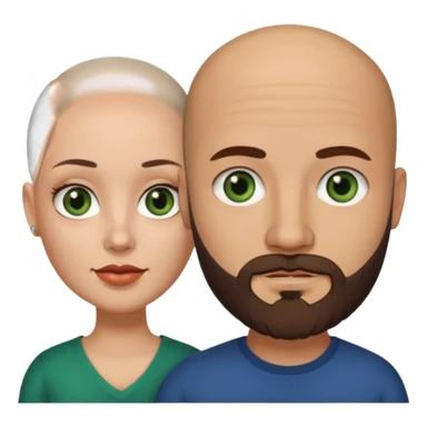 Man beard bald white dark green eyes woman medium hair brown brown eyes latina  sticker