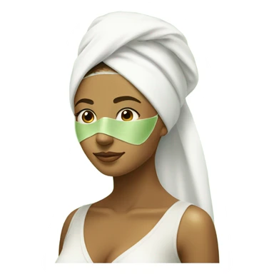 Tan Girl with white towel on her head and green skincare mask on sticker