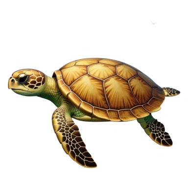 Cinematic Noble Sea Turtle Portrait Emoji, Poised and wise, with a majestic, domed shell adorned with rich, textured patterns and a smooth, ancient body gliding gracefully through the water, deep, reflective eyes exuding calm wisdom, Simplified yet sharp and sophisticated features, highly detailed, glowing with a soft, oceanic glow, high shine, intelligent and graceful, stylized with an air of timeless marine majesty, focused and serene, soft glowing outline, capturing the essence of a watchful and confident sea guardian that appears ready to glide out of the screen with effortless authority! sticker