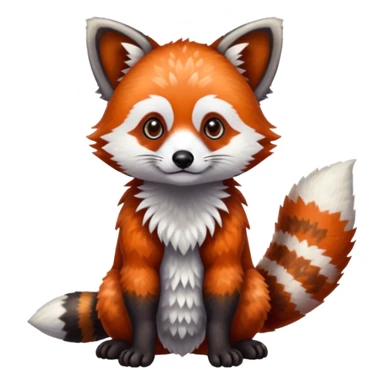 Realistic patterned speckled flurry scaly 4-legged quadrupedal Red-Panda-Munchkin-Kitten-Lemur-Raccoon-Dog-Red-Fox-animal-fusion-hybrid, Full body sticker