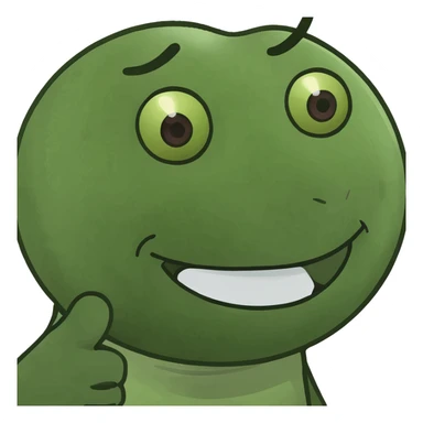 Make the green happy emoji face wink, keep the style and no background. sticker