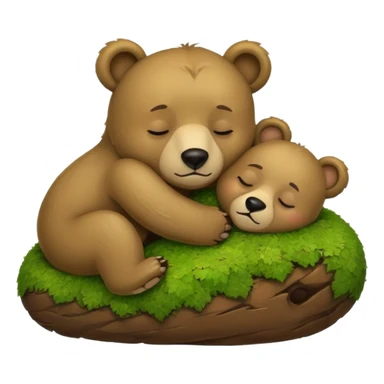 bear cub hugging moss pillow asleep sticker
