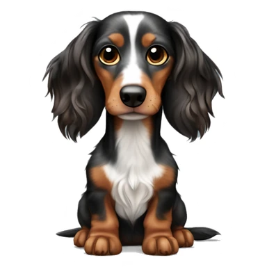 Black & brown Merle long haired Dachshund full body sticker