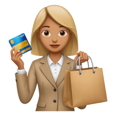 emoji of a person carrying a shopping bag and showing a credit card sticker