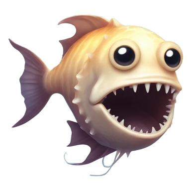 Anglerfish with glowing lure, sharp teeth, and big eyes. sticker